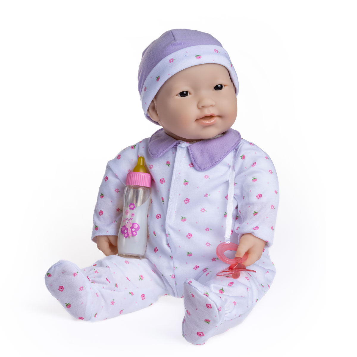 La Baby Play Doll - 20" Asian Soft Body Baby Doll in baby outfit Purple w/ Pacifier - JC Toys Group Inc.