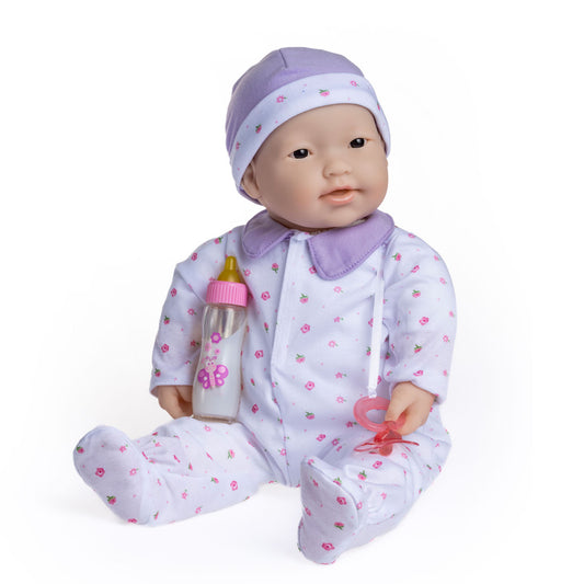 La Baby Play Doll - 20" Asian Soft Body Baby Doll in baby outfit Purple w/ Pacifier - JC Toys Group Inc.