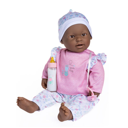 La Baby ® 20" Soft Body Baby Doll Pink/White 3 Piece Outfit w/ Pacifier & Magic Bottle. African American.