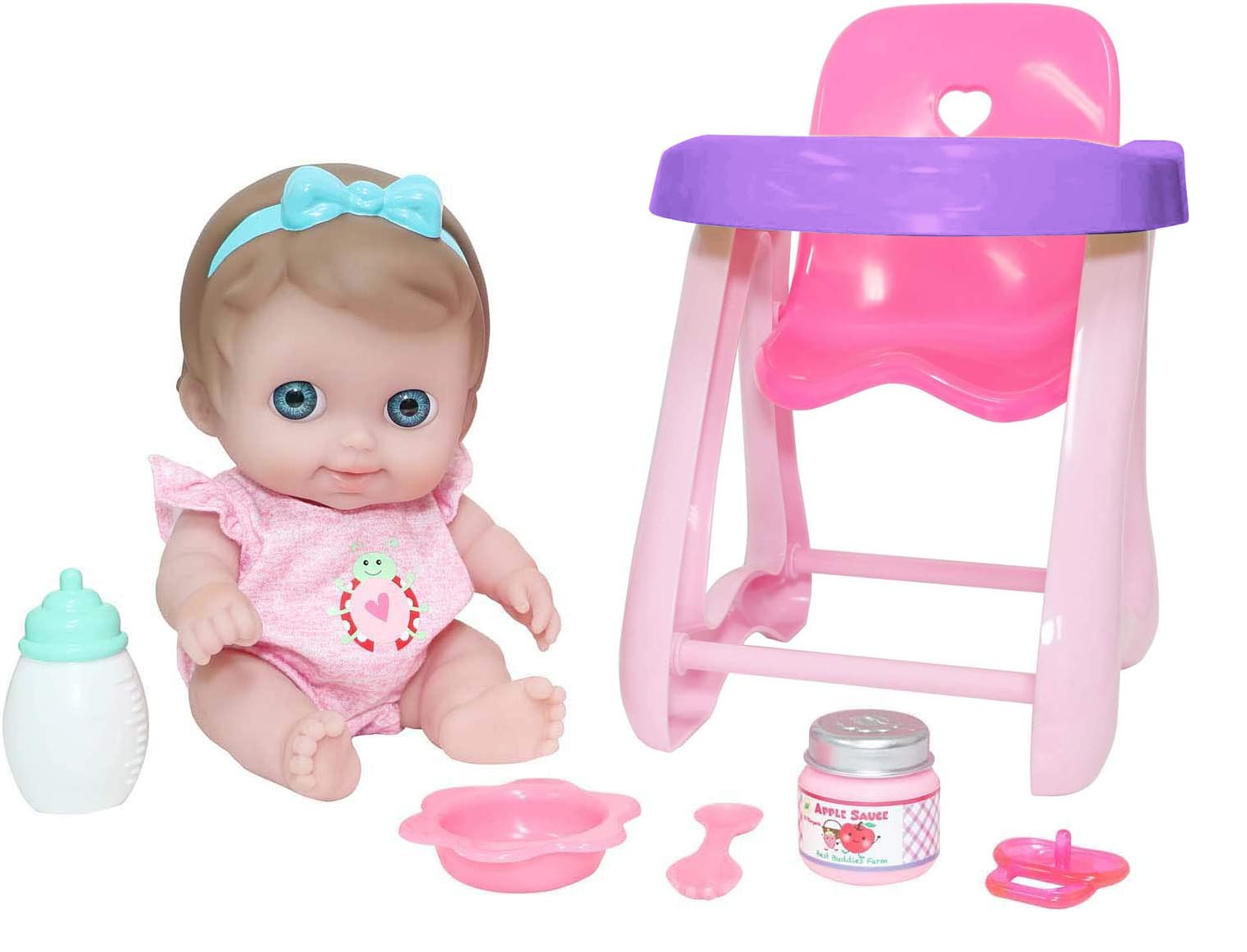 JC Toys, Lil' Cutesies 9.5 inches All Vinyl Washable Doll High Chair Gift  Set