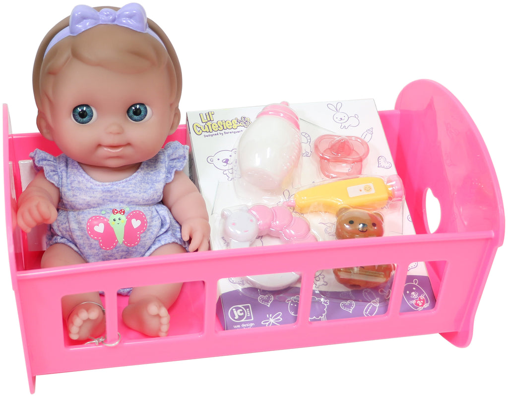 JC Toys Lil' Cutesies | Play Dolls | Baby Doll Rocking Crib Gift