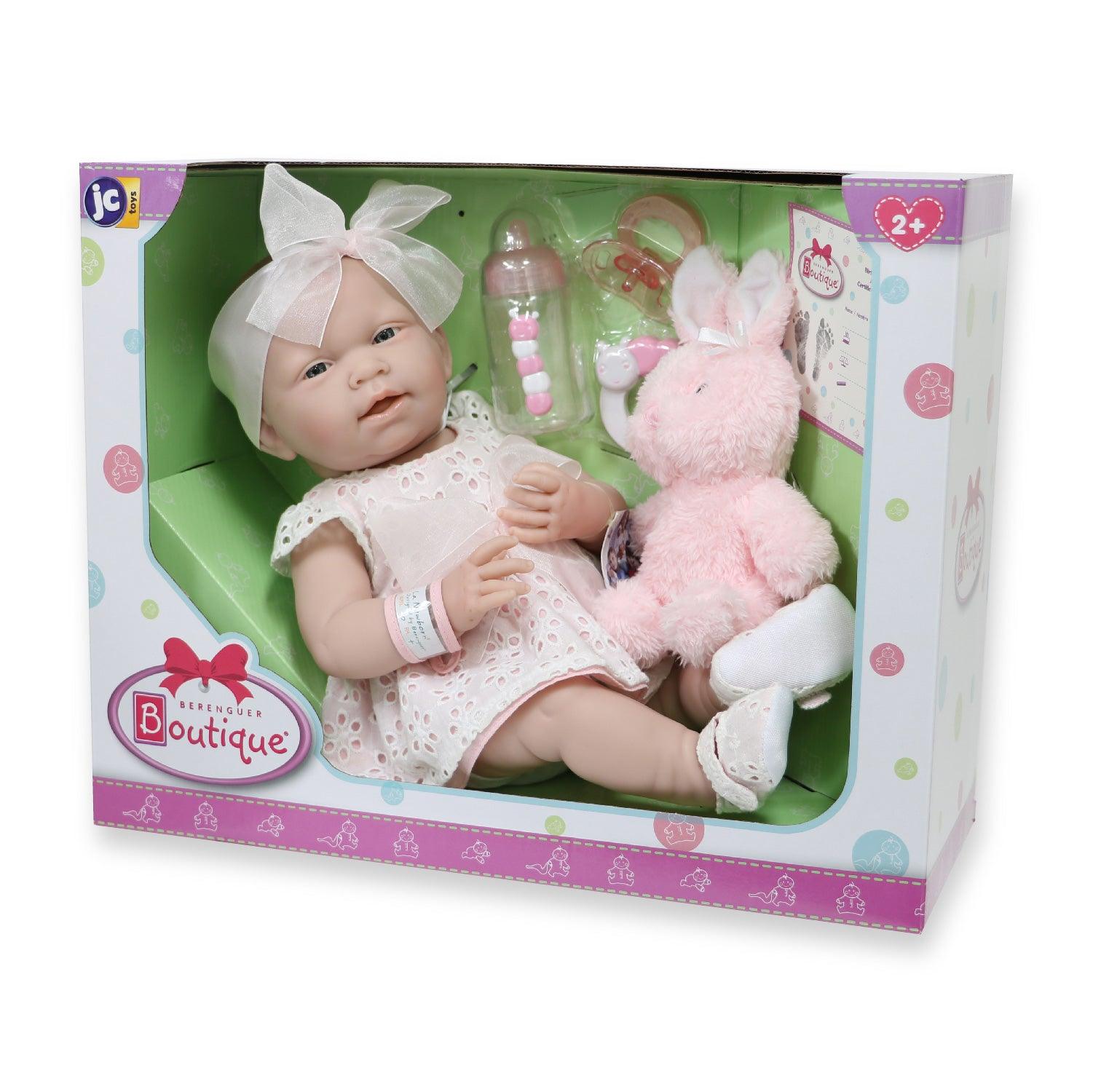 JC Toys La Newborn 15 Real Girl Baby Doll White Outfit & Teddy Bear -  20241132